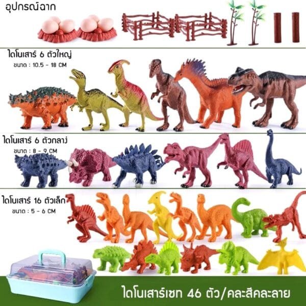 ของเล่นเด็กไดโนเสาร์ชุดใหญ่ 46 ชิ้น - Image 2