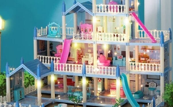 บ้านวิลล่าสีฟ้าขนาดใหญ่พร้อมตุ๊กตา - Image 3