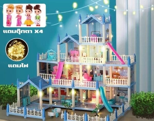 บ้านวิลล่าสีฟ้าขนาดใหญ่พร้อมตุ๊กตา - Image 2