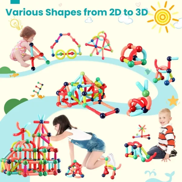 64 pcs ตัวต่อแม่เหล็ก ของเล่นตัวต่อแม่เหล็ก - Image 2